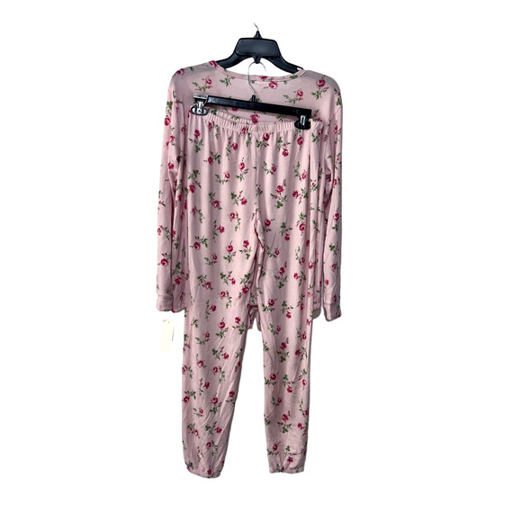 FLORA NIKROOZ JENNA PRINTED COZY SWEATER-KNIT PAJAMAS FLORAL PINK SMALL - Picture 5 of 10